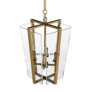 Juego de 2 linternas decorativas para boda y hogar hechas de metal chapado en oro de alta calidad y vidrio transparente de la India al precio más bajo - Product Image 6