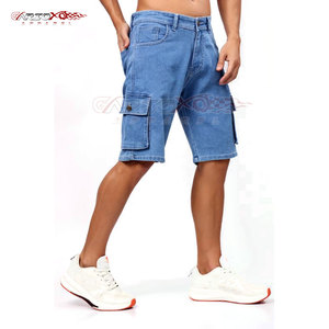 กางเกงยีนส์ขาสั้นลำลองสำหรับผู้ชายมีกระดุมปิดและมีหลายกระเป๋า - Product Image 3