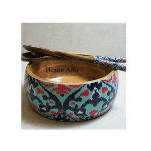 Ensemble de 2 bols à nourriture en bois imprimés, forme ronde, taille personnalisée, pour salades et en-cas, provenant du meilleur exportateur en Inde - Product Image 5