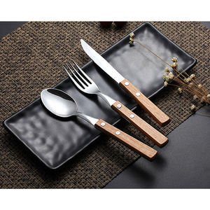 Stainless Steel Flatware Set With Wooden Handle Mirror Finished Perfect Cutlery Wedding Kitchenware Hotel Cafe Restaurant Use - Product Image 4