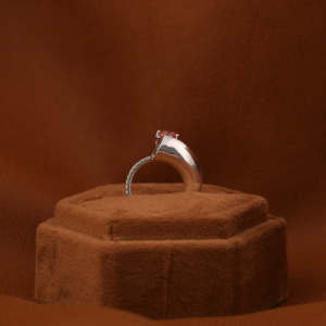 Pink Pear Cut Lab Grown Diamond Engagement Ring With Tiney Pear and Round Lab Grown Diamond in 18KT <b>Solid</b> Gold - Product Image 6
