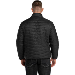 Nuevas chaquetas acolchadas de Color negro liso de lujo para hombre, chaqueta acolchada cálida con puño elástico y cuello levantado de tela de poliéster 100% para hombre - Product Image 2