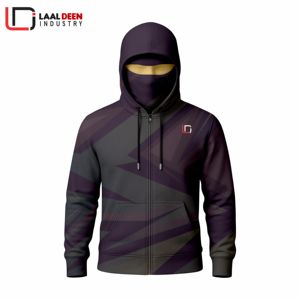 Design Personnalisé Logo Streetwear Plain Épais Coton vierge Zip Up Ninja Hoodie Manches Polaire Oversize Cropped Hoodies Hommes - Product Image 5