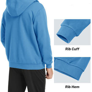 Sudadera con capucha de producto de invierno para hombre, sudaderas con capucha de mezcla de algodón básicas de manga larga transpirables con logotipo personalizado para hombre - Product Image 3