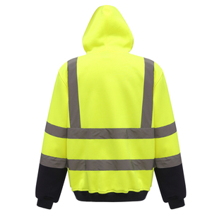 High Visibility Cotton Reflective Safety Clothing Hoodie Class 3 Yellow Long Sleeve Hi Vis Hoodie for Workers service - Product Image 3