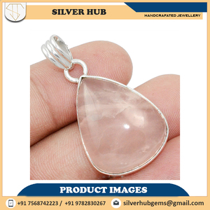 Best-seller Pendentif en argent sterling 925 avec quartz rose et pierres précieuses à vendre au meilleur prix de gros Bijoux de fournisseur ODM OEM - Product Image 4