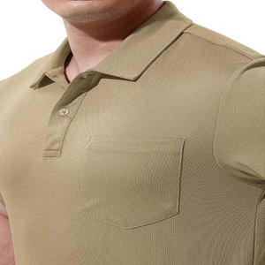 เสื้อโปโลชายแขนสั้นคุณภาพสูง สีพื้น มีกระเป๋า สไตล์ลำลอง ทรงปกติ สีเบจ ลดราคา - Product Image 2