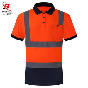 เสื้อโปโล Hi VIS สีดำสีส้มสะท้อนแสงเสื้อโปโลเพื่อความปลอดภัย2025ฤดูร้อน - Product Image 2