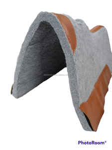 2024 Custom Made Western Equestrian Horse Saddle <b>Pads</b> Genuine Leather 3/4 Inch Light Gray Synthetic <b>Felt</b> <b>Pad</b> Hot Sale! - Product Image 3