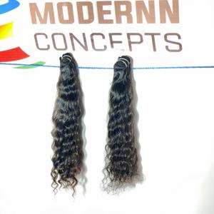100% indien naturel en gros couleur noire bouclés vendeur vierge faisceaux femme noire Temple Extensions de cheveux humains - Product Image 4