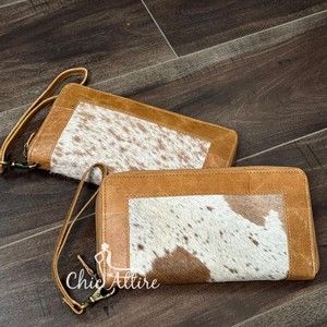 กระเป๋าสตางค์หนังวัวหรูหรามาใหม่กระเป๋าเงินหนังวัวแท้มีซิปปิดแบบรูดบัตรเครดิต - Product Image 1