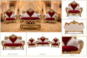 Ensemble de canapés de réception de mariage de luxe en forme de cœur, style Maharaja, pour scène de réception, ensemble de canapés de luxe sculptés à la main, Royaume-Uni - Product Image 2