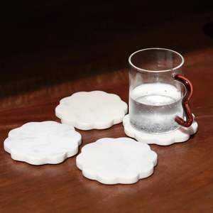 Handmade Wave Edge Natural Decorative Natural White <b>black</b> Marble <b>coasters</b> white <b>coaster</b> and <b>black</b> white <b>coaster</b> - Product Image 4