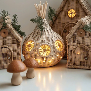 Ensemble d'ornements en rotin de Noël tissé moderne fait à la main rotin vietnamien naturel écologique pour la décoration d'arbre - Product Image 6