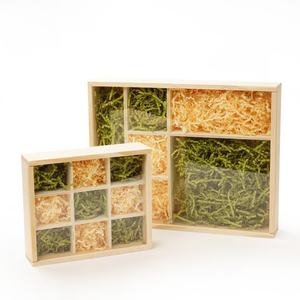 Natural Pine Wood 9 Section Standing Trays with <b>Clear</b> Sliding Top Tabletop Installation Type - Product Image 1