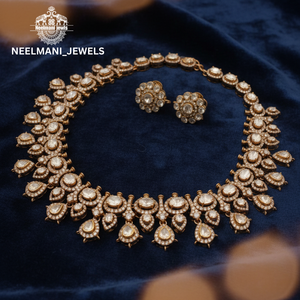 Ensemble de collier en moissanite Polki de petite taille - Product Image 3
