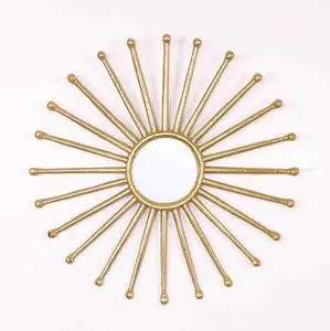 Aluminum Frame Decorative Round Shaped Mirror Frame Mirror Gold Powder Coated Home Lobby Decoration Wall Mirror In Bulk quantity