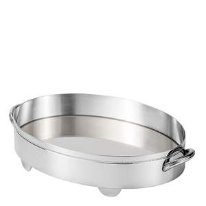 Plateau poli miroir en acier inoxydable de qualité exclusive avec poignées en cuir pour vaisselle Table serveur vaisselle plateau de nourriture en Inde - Product Image 3