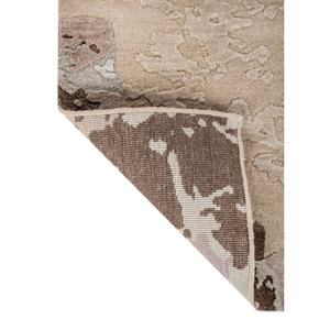 Tapis en laine noué à la main Aprezo beige marron AKWT-7017 (Cs-01) pour la maison, tapis abstrait rectangulaire pour salon, couloir, chambre à coucher - Product Image 5