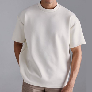 Camiseta con logotipo personalizado para hombre, ropa de calle de gran tamaño con cuello redondo y hombros caídos, peso pesado, 280gsm, camisetas para hombre - Product Image 6