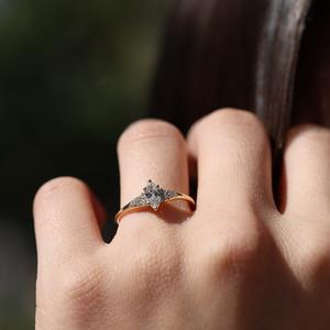 10x5mm Marquise Cut Moissanite Engagement Ring with Round Side <b>Stones</b> | Elegant Bridal Wedding Jewelry - Product Image 2