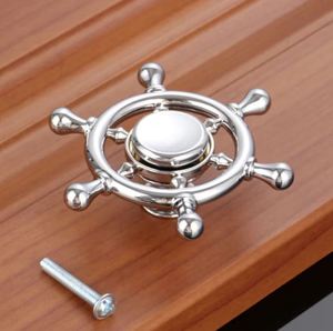 Silver boat steering wheel knob pull cabinet for home dresser door cabinet furniture decorative <b>kitchen</b> wardrobe handle knobs - Product Image 1