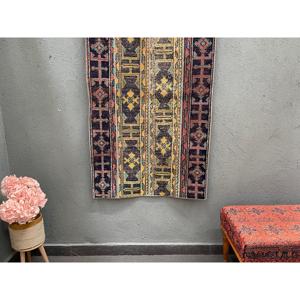 Tapis vintage 2,9x4,6 pi (87x141 cm), tapis turc rouge patchwork - Product Image 1