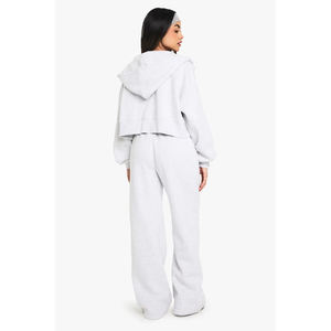 Ensemble survêtement décontracté pour femme avec sweat à capuche à manches longues et pantalon évasé effet délavé, ensemble de survêtement pour femme - Product Image 2