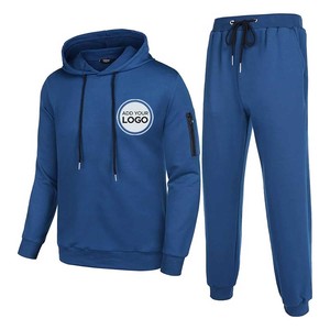 Logo personnalisé deux pièces tenues vêtements hommes unisexe polaire survêtement ensemble sweats à capuche et pantalons de survêtement ensembles - Product Image 3