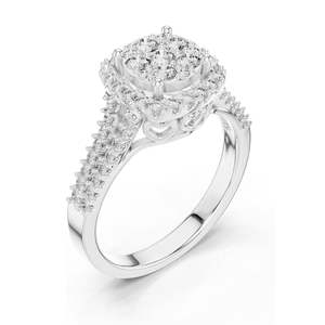 Bague en or 18 carats, 14 carats, 10 carats avec diamants de laboratoire 0,816 CT pour femme, diamants CVD VVS-VS EF, design double halo à double sangle fendue - Product Image 4