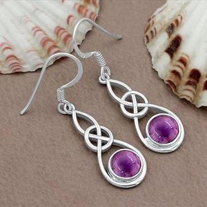 Pendientes de mejor diseño de piedras preciosas de amatista, pendientes de plata de ley sólida 925 para mujeres y niñas, Pendientes colgantes, joyería de plata - Product Image 2