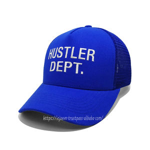 Navy Blue 5 Panel Trucker <b>Hats</b> Custom <b>Flat</b> Embroidery Logo, Custom Gorras Trucker <b>Caps</b> Custom Mesh Sports <b>Caps</b> - Product Image 2