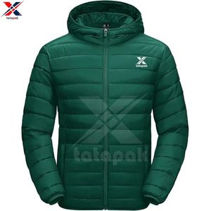 Chaqueta acolchada impermeable ligera para hombre de moda, cuello levantado, cierre de cremallera, ropa de abrigo de invierno transpirable de poliéster/nailon - Product Image 3