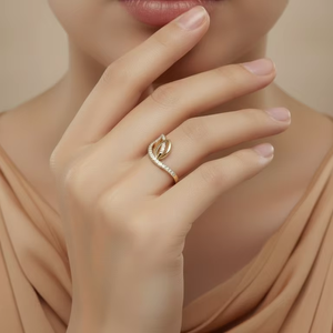 Anillo de Lujo Elegante para Mujer en Oro de 14K y 20 Diamantes Naturales con Corte Brillante |   Opciones de Oro Blanco/Amarillo/Rosa de 0.20Ctw, Chapado en Rodio - Product Image 6