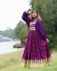 Tendance tribale Ethniquement Brodé Modeste Vintage Dentelle Robe Afghani Tissé à la Main Manches Longues Col Haut Gland - Product Image 3