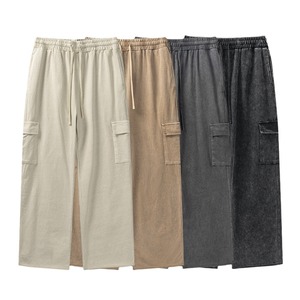 Pantalon Cargo Droit Multipoches Effet Délavé Acide, Style Streetwear et Workwear, Coupe Ample Décontractée pour Homme - Product Image 4