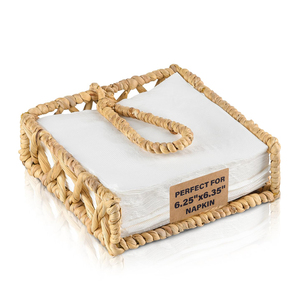 Dining table decoration accessories <b>water</b> hyacinth <b>container</b> for napkins eco-friendly square napkin holder - Product Image 5