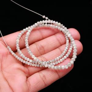 Excellente perle de diamant blanc naturel de qualité AAA+ de 3 mm, 100 % facettée, en forme de rondelle, pour colliers de diamants - Product Image 4