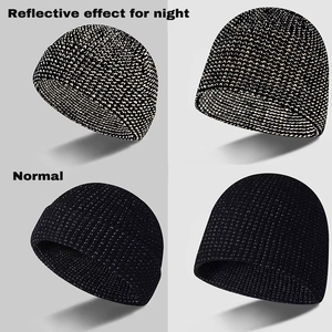 Gorro de calavera corto con patrón de puntos reflectantes de alta calidad 2025, gorro de melón cálido para invierno, gorros, estilo con puños para correr y ciclismo - Product Image 6