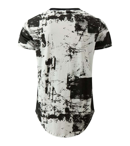 Nouveauté Vêtements décontractés de qualité supérieure Design rugueux Ourlet incurvé T-shirts en coton biologique à manches courtes avec logo imprimé en silicone pour hommes - Product Image 2