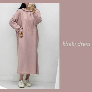 เดรสชิ้นเดียวสีมิ้นท์ขนาดใหญ่พิเศษมีฮู้ดแขนยาวธรรมชาติสำหรับใส่อยู่บ้านในฤดูใบไม้ผลิฤดูใบไม้ร่วง - Product Image 6