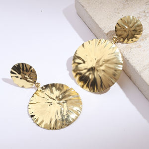 Pendientes de Latón 99% Puro con Diseño Geométrico Circular, Estilo Moderno para Mujer, para Compromiso, Uso Diario y Fiestas - Product Image 1