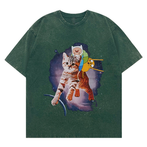 Camiseta unisex Adventure Time <span class=keywords><strong>Finn</strong></span> y <span class=keywords><strong>Jake</strong></span> Riding Cat in Space Washed-Estilo vintage de dibujos animados - Product Image 5
