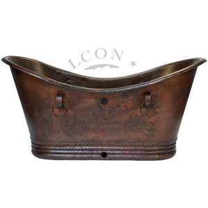 Bañera de baño independiente de cobre martillado a mano de alta calidad con bañeras de baño de desbordamiento - Product Image 3