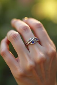 Solid Gold Blue Sapphire Criss-<b>Cross</b> <b>Ring</b>, Custom 9K 10K Fine Jewelry, Pave Infinity Band, Modern Statement - Product Image 2