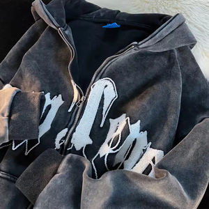 2025เสื้อมีฮู้ดแบบสวมหัวมีซิปผ้าคอตตอนเนื้อหนาหนาปักโลโก้ได้ตามต้องการ - Product Image 1