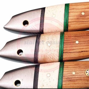 Juego de cuchillos de cocina con mango de madera | Juego de cuchillos de chef profesional de acero inoxidable de Damasco de 3 piezas para uso en la cocina - Product Image 5