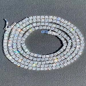 Moissanite Prong Miami Collar de cadena de eslabones 14K Oro amarillo Rosa sobre sólido 925 Probador de diamantes de plata - Product Image 1