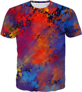 Vente en gros de t-shirts en coton épais pour hommes, couleurs vives, épaules tombantes, tricotés, respirants, col rond, imprimés par sublimation. - Product Image 5