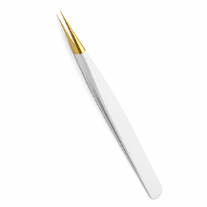 Pince à cils droite de qualité supérieure, pointe de précision dorée, outil d'extension de cils en acier inoxydable, outil de beauté - Product Image 1